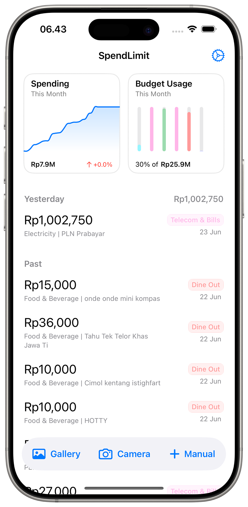 SpendLimit App Interface